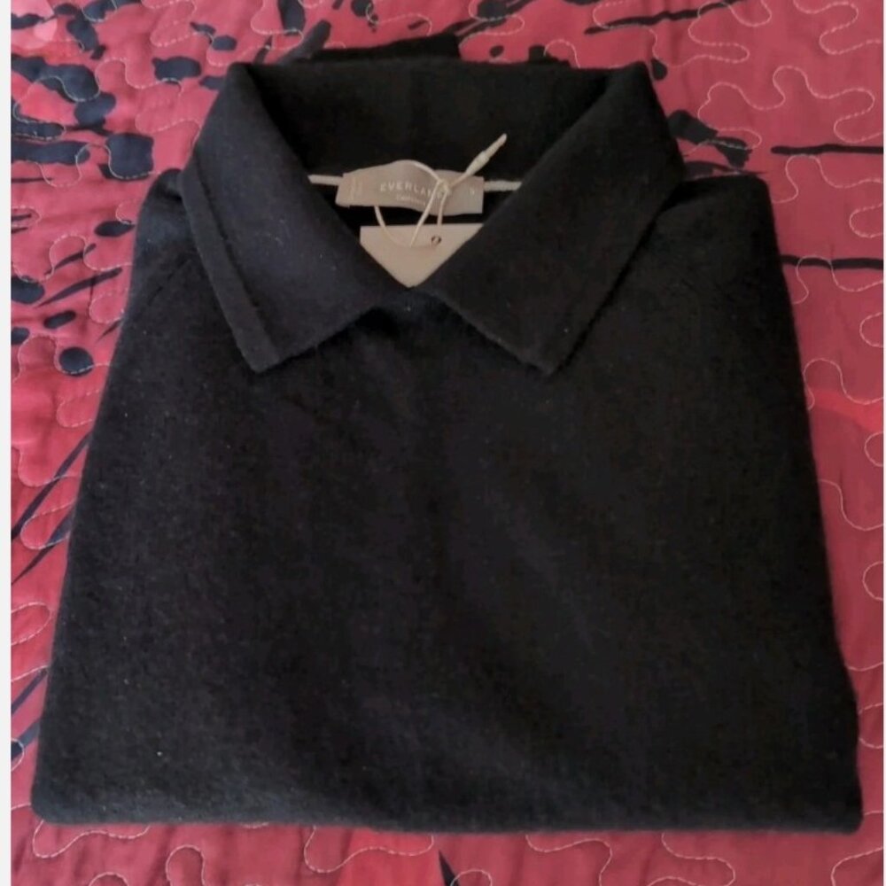 EVERLANE 100% LUXE CASHMERE STAND COLLAR SWEATER TRUE BLACK SMALL BNWT
